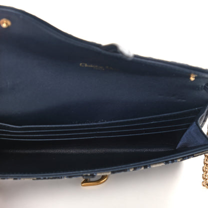 Christian Dior Oblique Saddle Chain Long Wallet Blue 6 of 13
