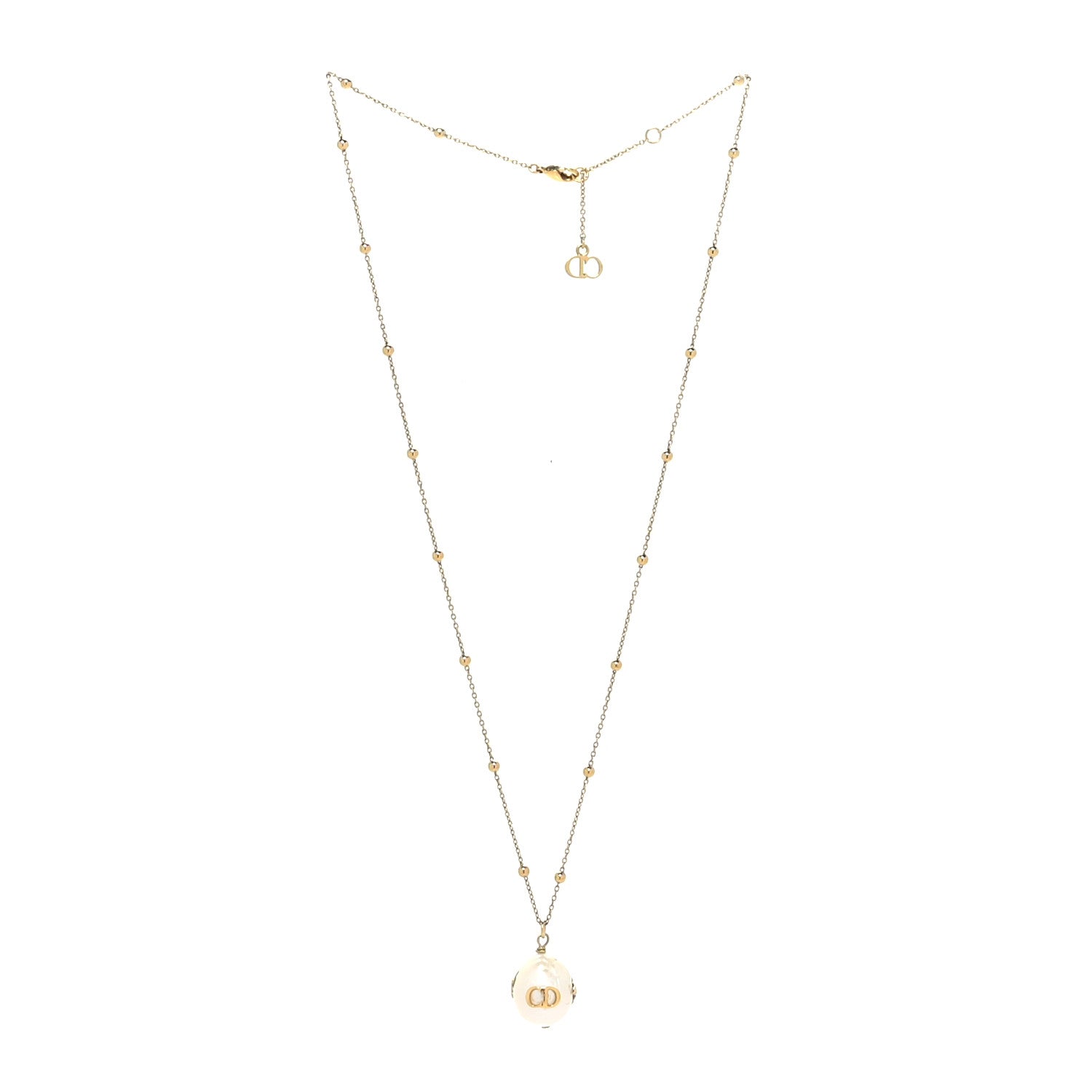 Christian Dior Resin Pearl Necklace Gold 3 of 4