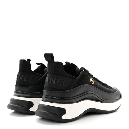 Chanel Velvet Calfskin Mixed Fibers CC Sneakers 38.5 Black 4 of 13