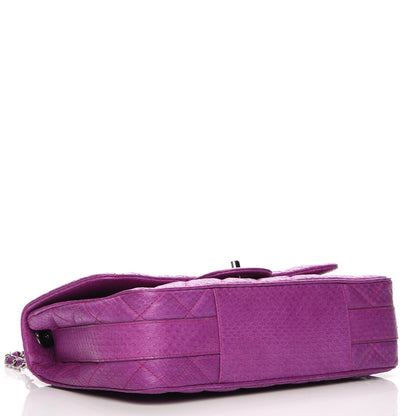 Chanel Elaphe Snakeskin Quilted Jumbo Easy Carry Flap Purple 4 of 8