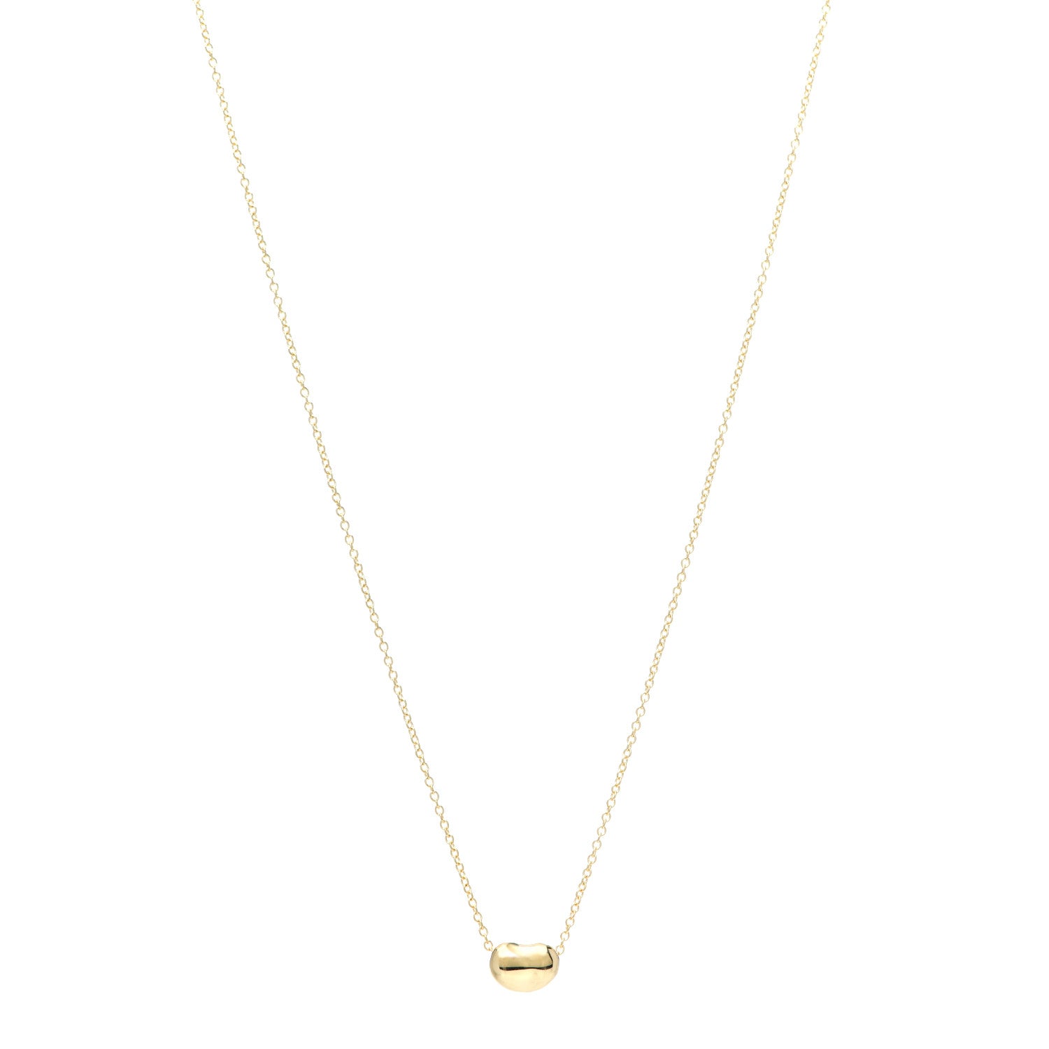 Tiffany 18K Yellow Gold 7mm Elsa Peretti Bean Pendant Necklace 1 of 5