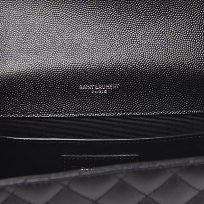 Saint Laurent Grain De Poudre Textured Mixed Matelasse Triquilt Medium Monogram Satchel Black 6 of 10