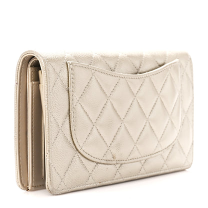 Chanel Metallic Caviar Quilted Yen Wallet Gold 3 of 15
