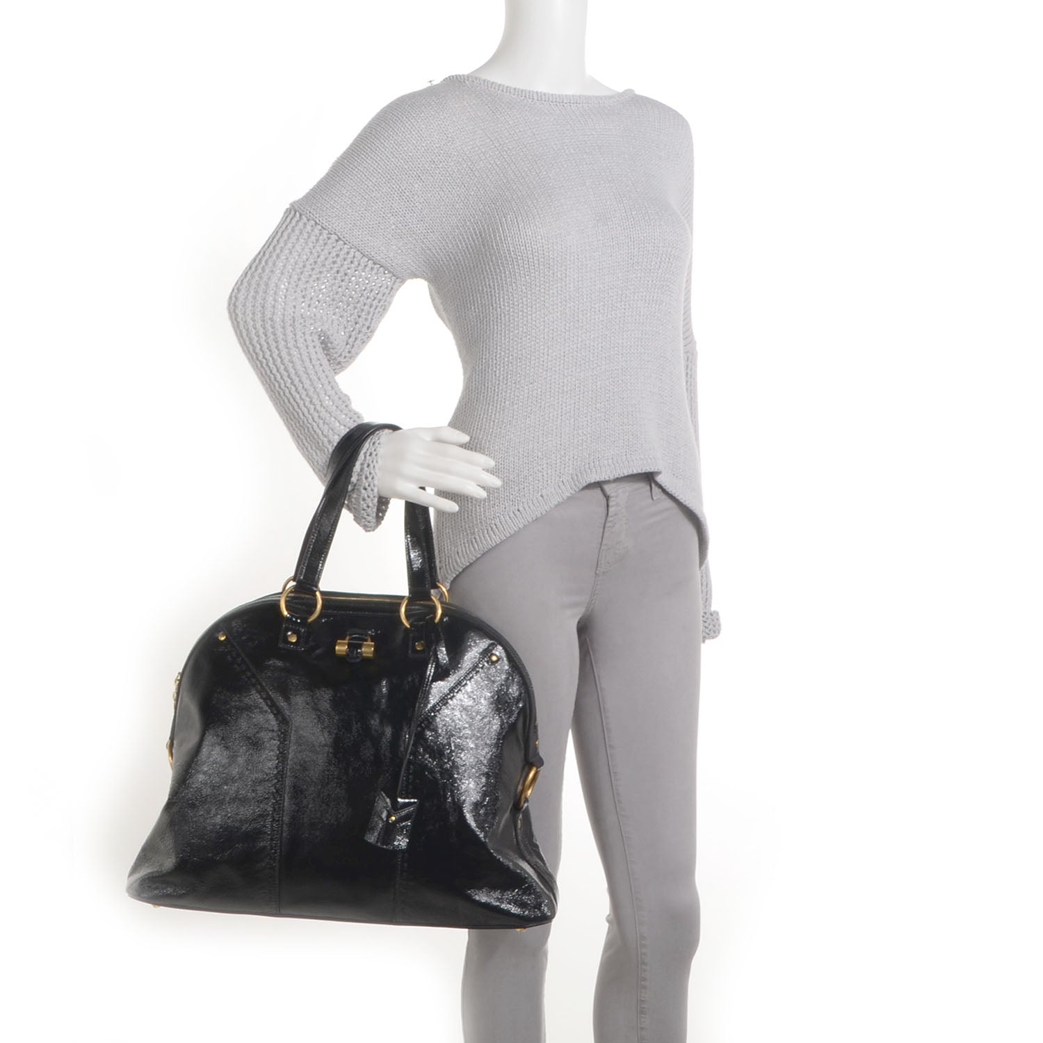 Saint Laurent Patent Oversized Muse Black 2 of 8