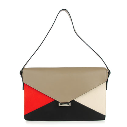 Celine Calf Hair Calfskin Medium Tri-Color Diamond Clutch Beige 1 of 7