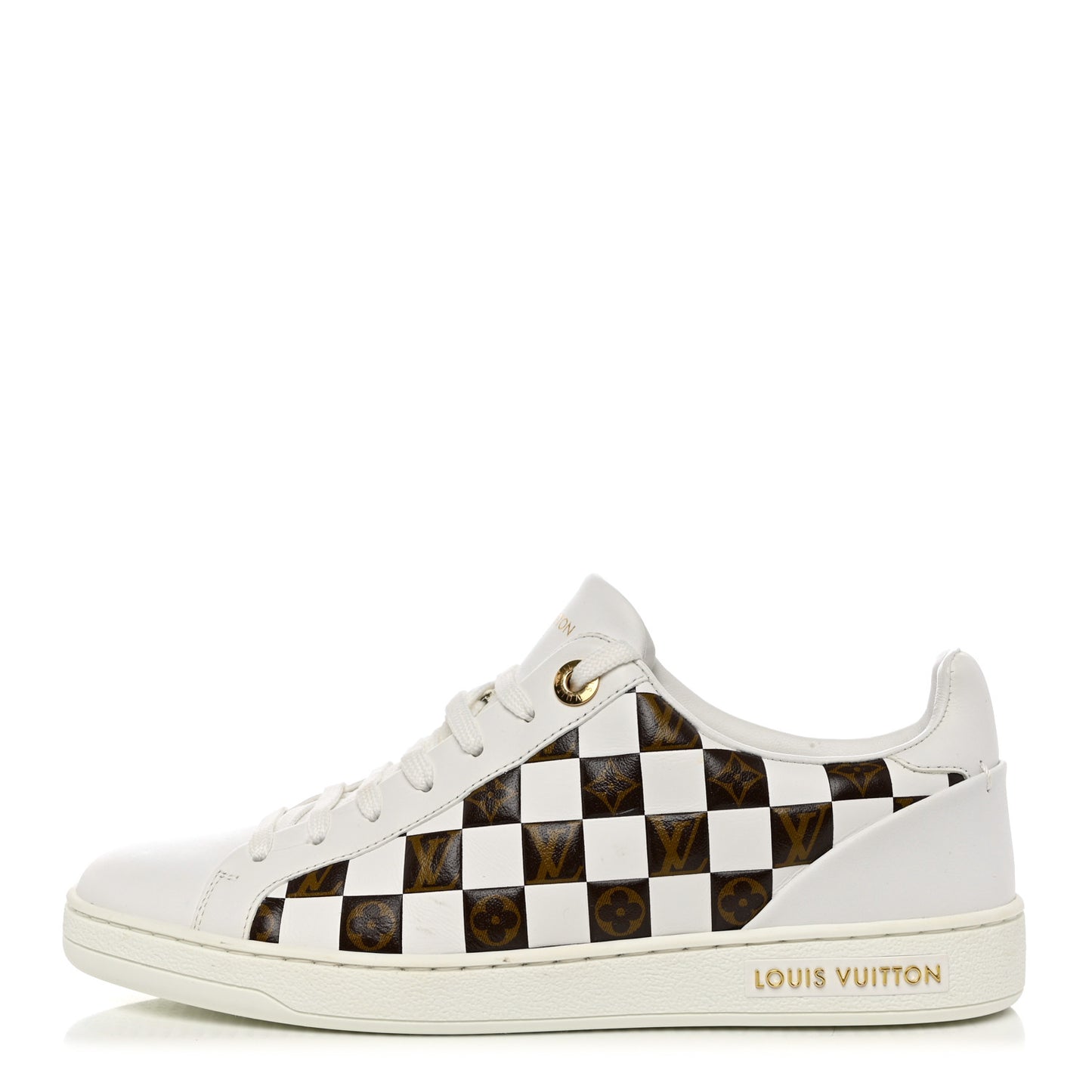 Calfskin Monogram Damier Tressage Frontrow Sneakers 37 White