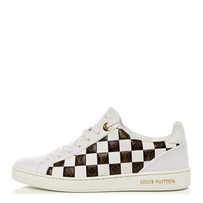 Louis Vuitton Calfskin Monogram Damier Tressage Frontrow Sneakers 37 White 1 of 9