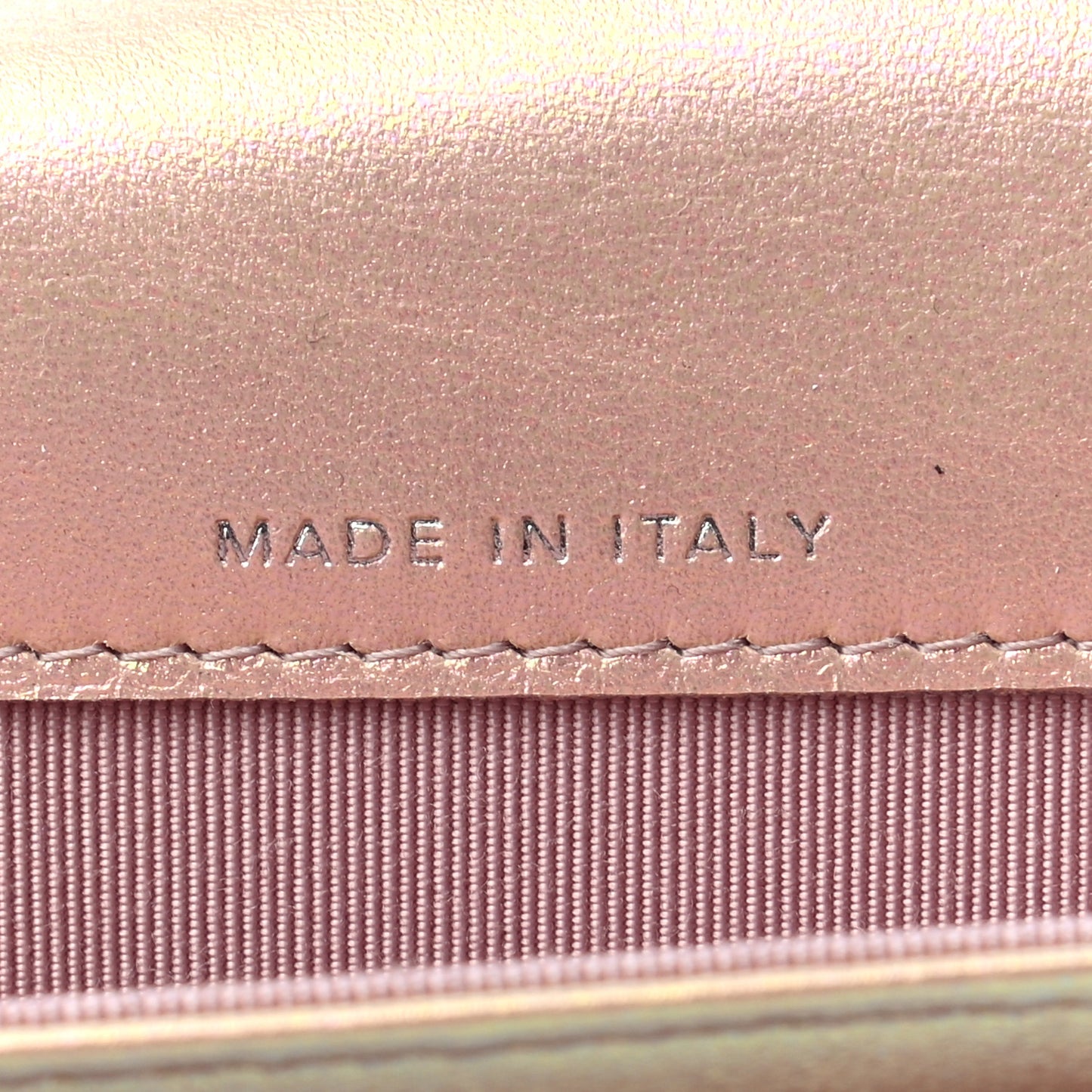 Iridescent Calfskin Quilted Flap Card Holder Wallet Pink