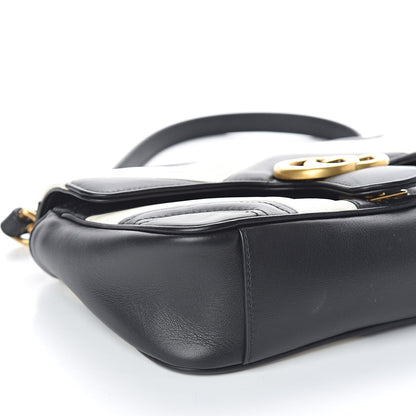 Gucci Calfskin Matelasse Small GG Marmont Shoulder Bag Black White 9 of 10