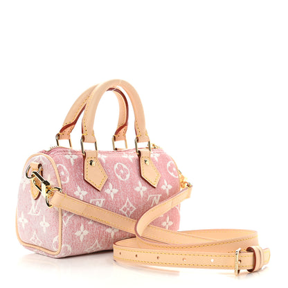 Louis Vuitton Monogram Jacquard Denim Nano Speedy Bandouliere Pink 3 of 8