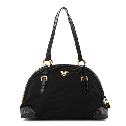 Prada Tessuto Nylon Vernice Dome Satchel Black 1 of 10