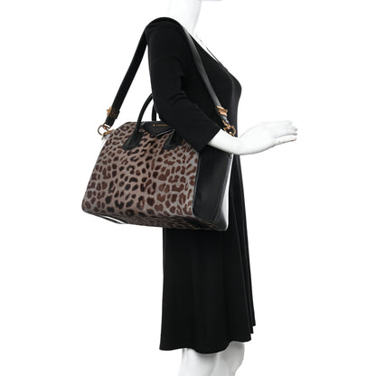 Givenchy Pony Hair Smooth Calfskin Leopard Print Antigona Black 2 of 13