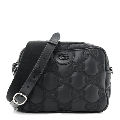 Gucci Nylon Calfskin Enamel GG Matelasse Shoulder Bag Black 1 of 13