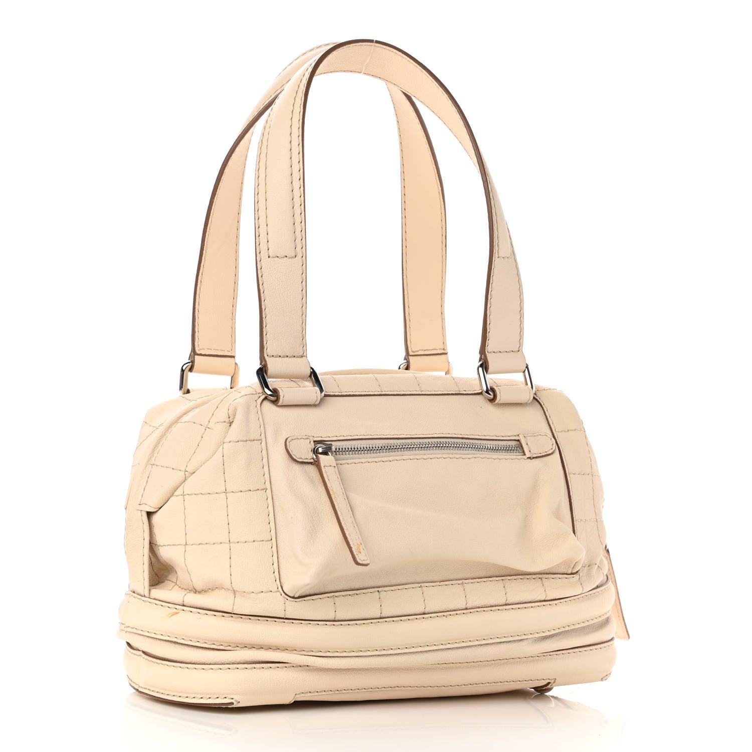Chanel Goatskin Square Stitch Essential Bowler White 2 of 12