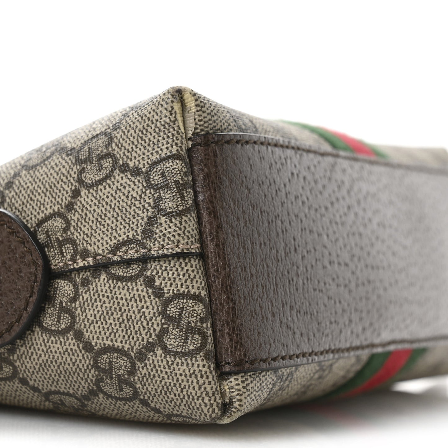 GG Supreme Monogram Textured Dollar Calfskin Web Small Ophidia Dome Shoulder Bag Beige Ebony New Acero