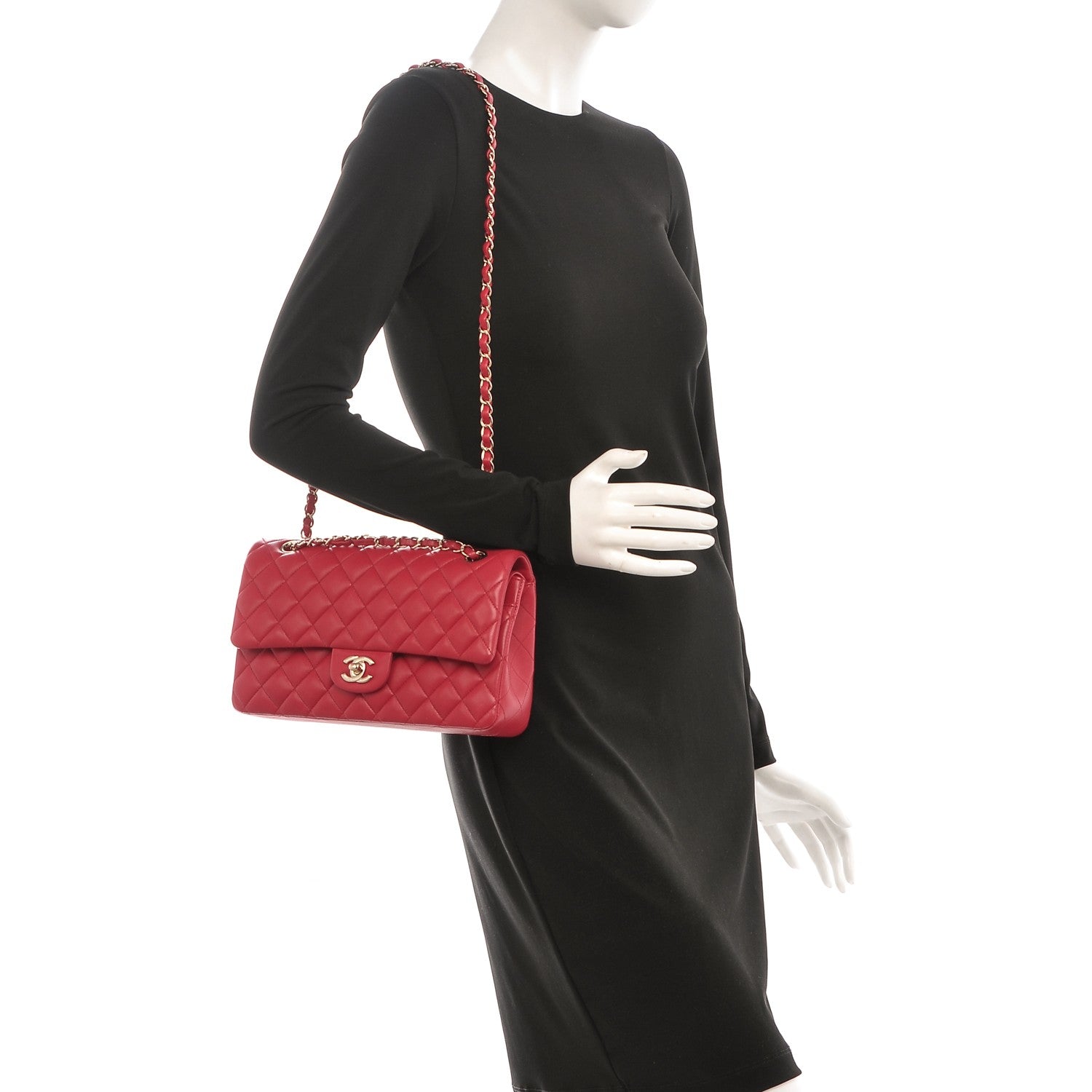 Chanel Lambskin Quilted Medium Double Flap Dark Pink 2 of 8