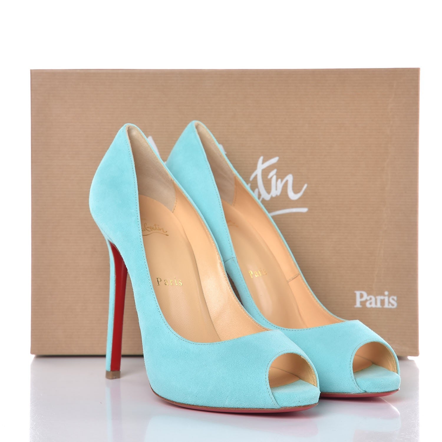 Christian Louboutin Suede Flo 120 Pumps 38 Aquamarine 8 of 8