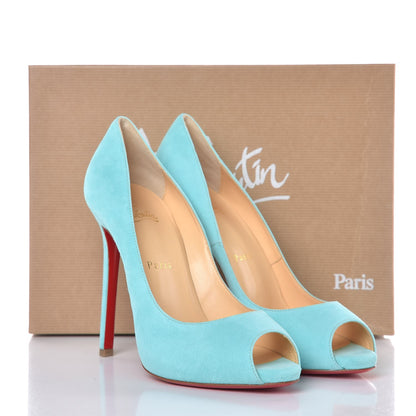 Christian Louboutin Suede Flo 120 Pumps 38 Aquamarine 8 of 8