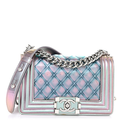 Chanel Iridescent Patent Calfskin PVC Quilted Small Boy Flap Light Purple 1 of 11