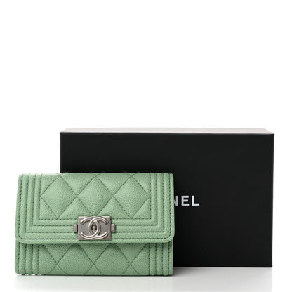 Chanel Caviar Quilted Boy Flap Card Holder Light Green 9 of 9