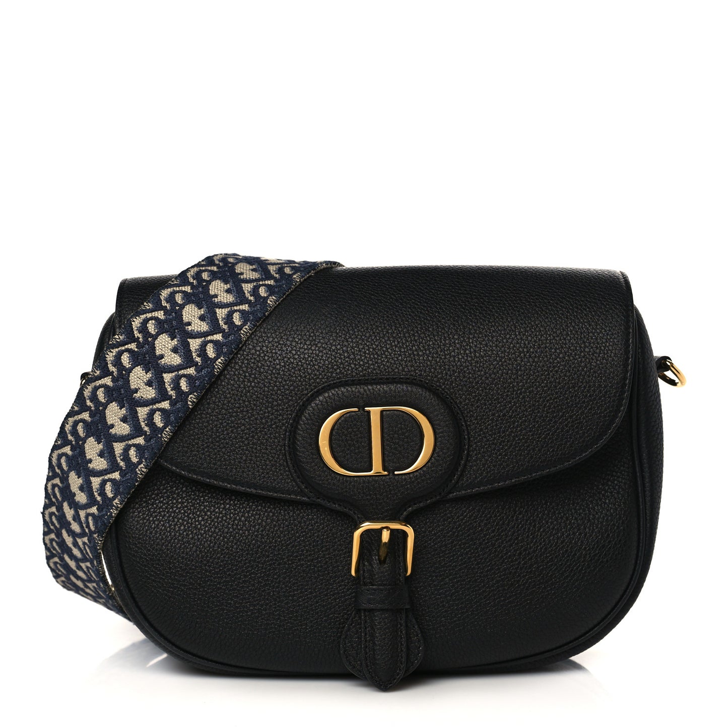 Grained Calfskin Large Bobby Flap Black