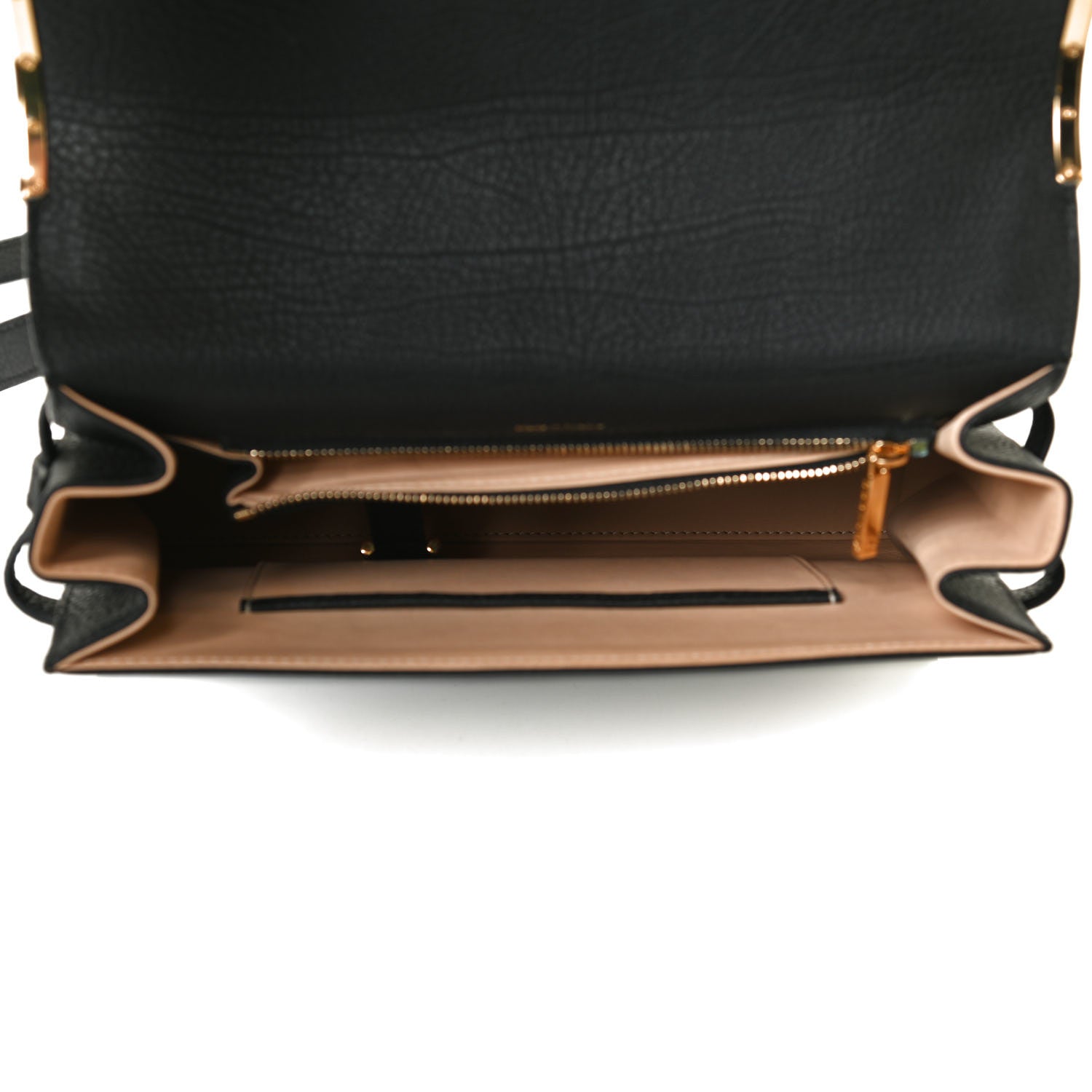 Delvaux Grained Calfskin MM Metal Frame Tempete Satchel Black 4 of 14