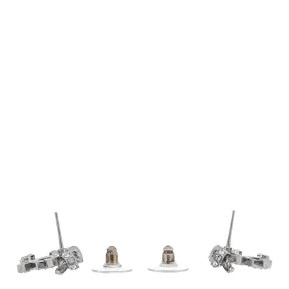 Chanel Crystal CC Bow Dangle Earrings Silver 3 of 4