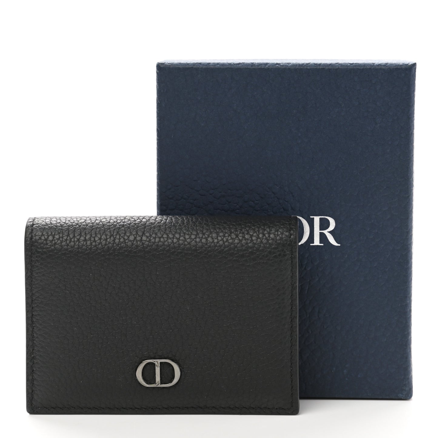 Grained Calfskin CD Icon Wallet Black