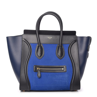 Celine Nubuck Smooth Calfskin Mini Tri-Color Luggage Bright Blue 1 of 9