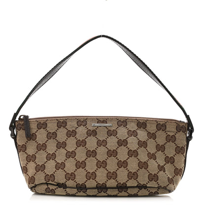 Gucci Monogram Web Boat Pochette Brown 1 of 10