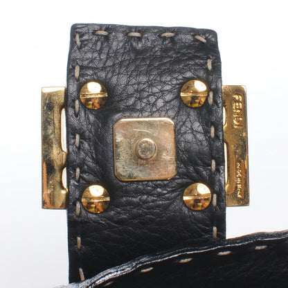 Fendi Canvas Calfskin Romano Selleria Studded Baguette Black 5 of 8