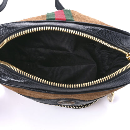Gucci Suede Patent Web Mini Ophidia Shoulder Bag Nocciola Black 4 of 8