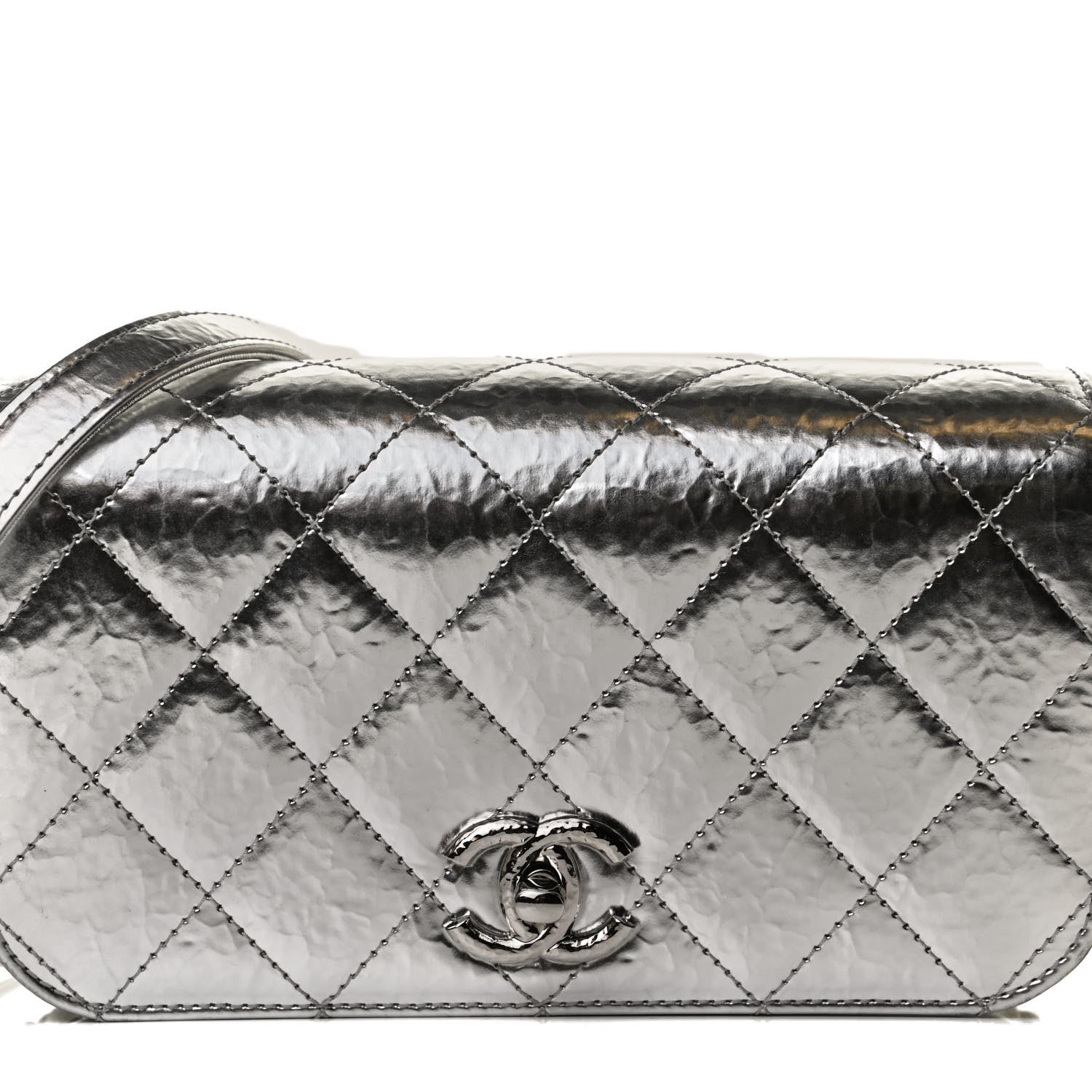 Chanel Hammered Metallic Calfskin Quilted Flap Silver 8 of 12