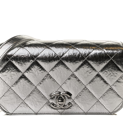 Chanel Hammered Metallic Calfskin Quilted Flap Silver 8 of 12