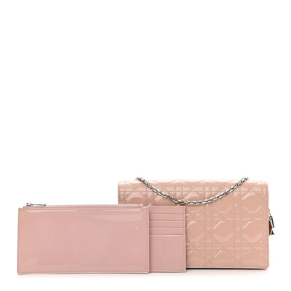 Christian Dior Patent Cannage Lady Dior Convertible Clutch Rose Des Vents 1 of 12