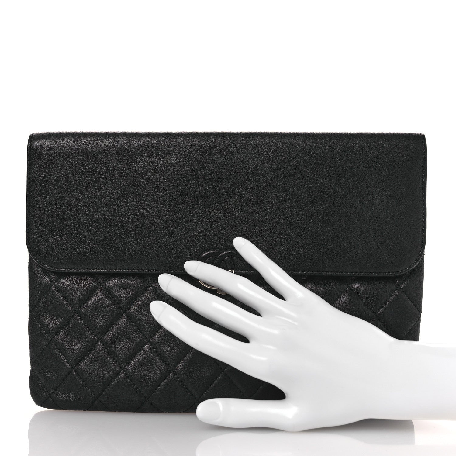 Chanel Grained Calfskin Quilted CC Box Pouch Black 2 of 11