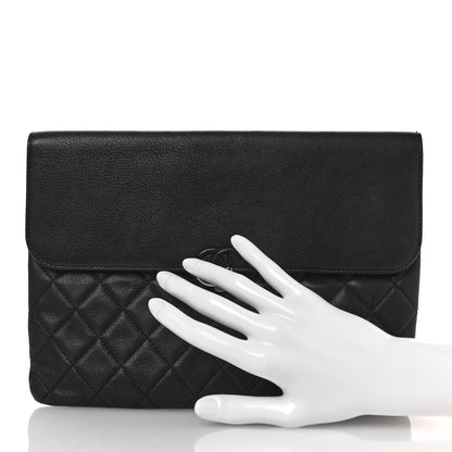 Chanel Grained Calfskin Quilted CC Box Pouch Black 2 of 11