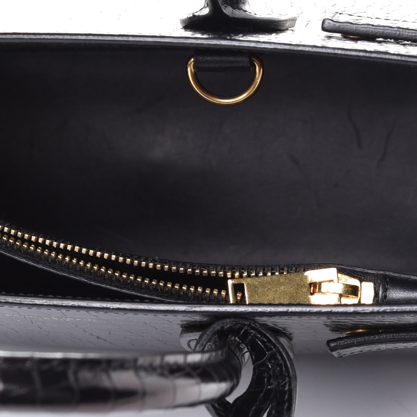 Calfskin Crocodile Embossed Baby Sac De Jour Black