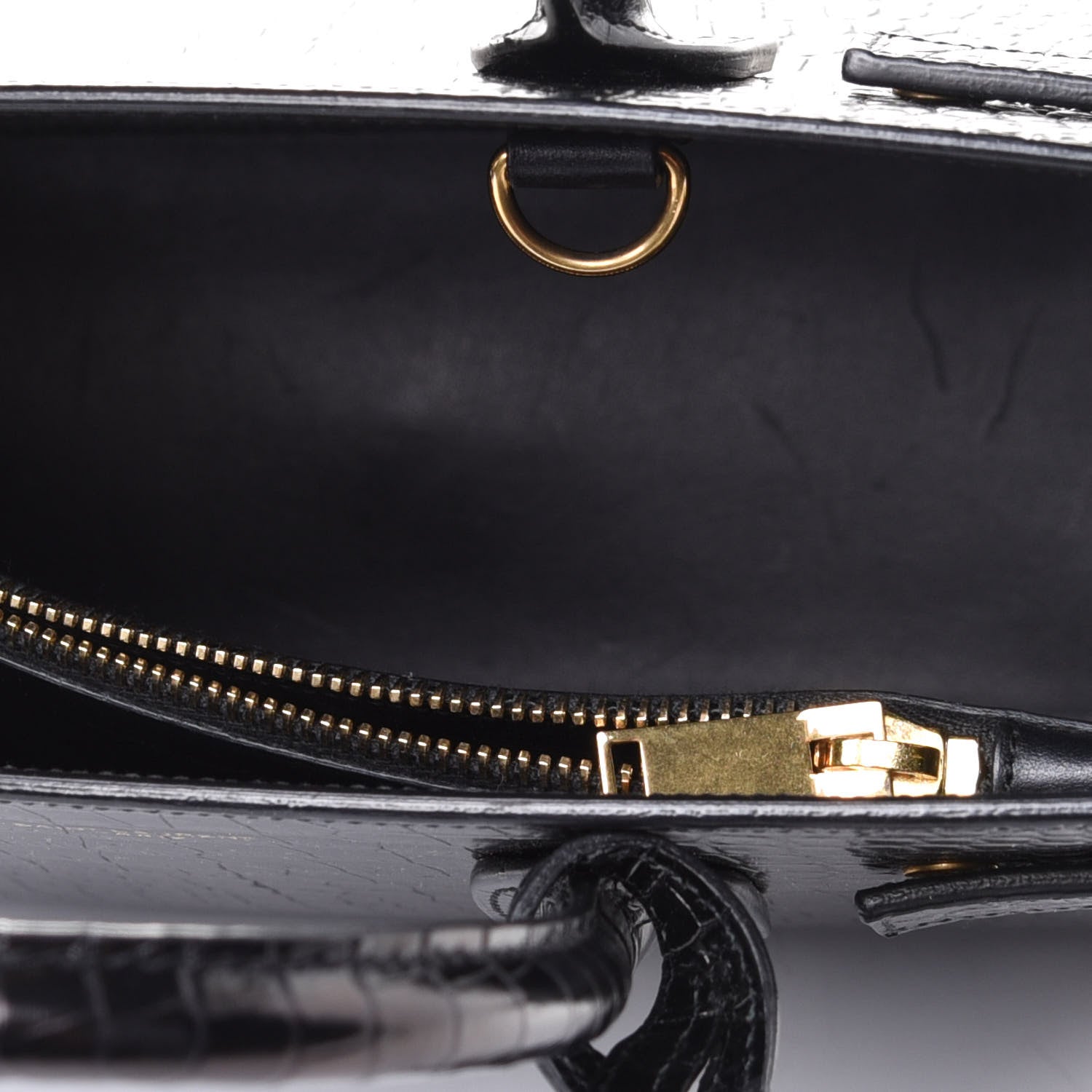 Saint Laurent Calfskin Crocodile Embossed Baby Sac De Jour Black 4 of 4