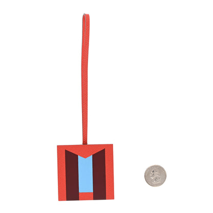 Hermes Epsom Sombrero Chevre Mysore Lettre Au Carre M Charm Capucine Rouge H Celeste 2 of 3