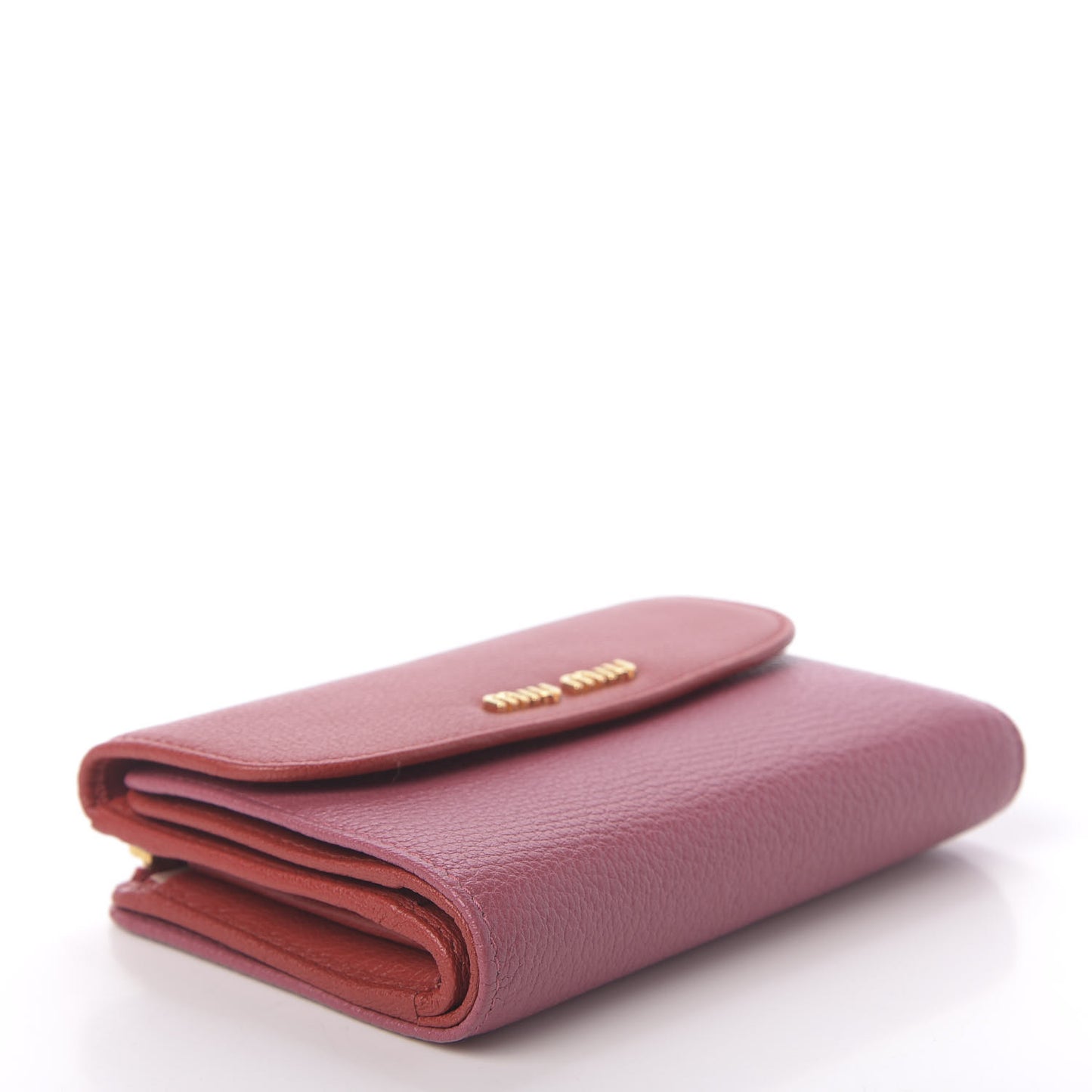 Goatskin Madras Bicolor Flap Wallet Fuoco Bruyere