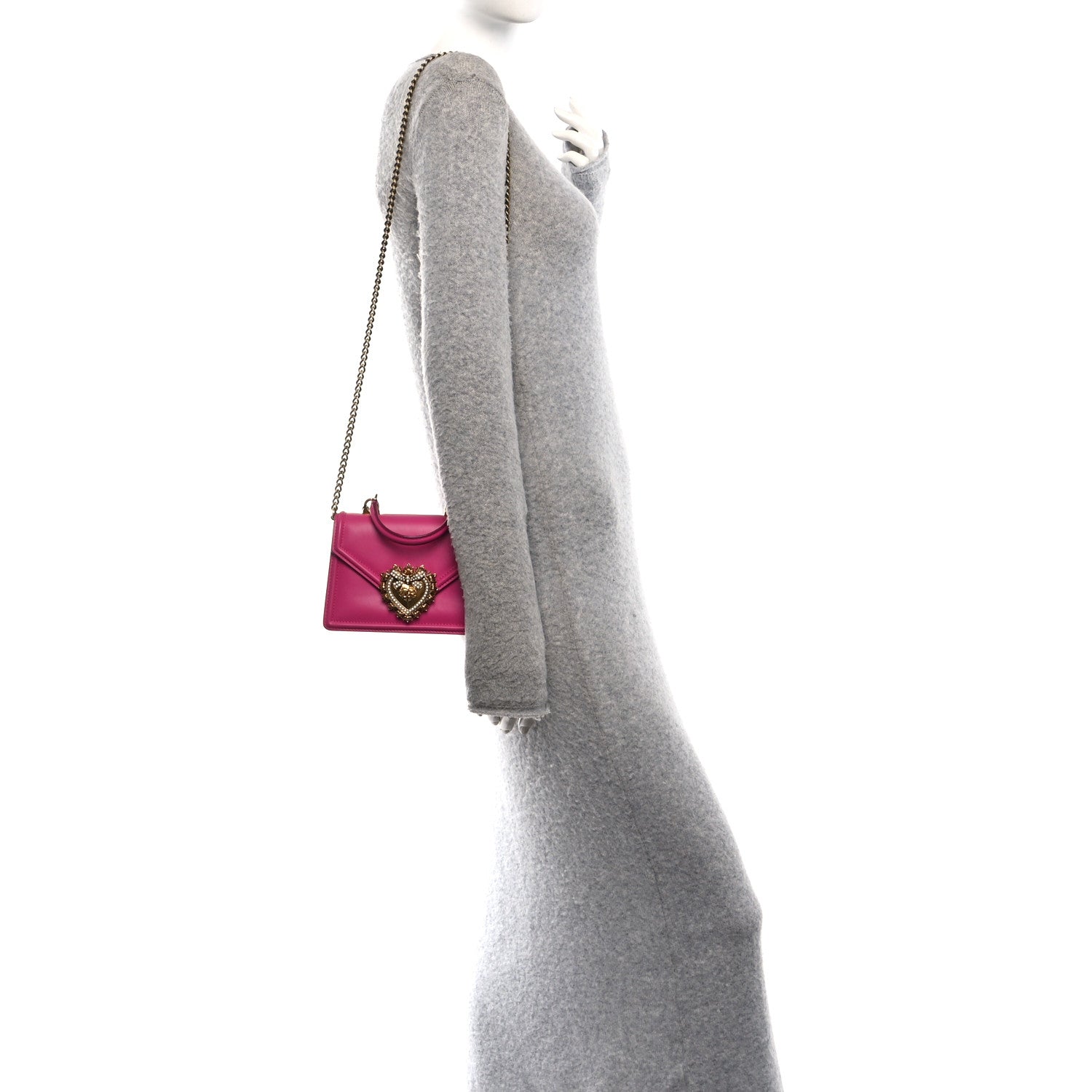 Dolce & Gabbana Smooth Calfskin Small Devotion Envelope Top Handle Bag Pink 2 of 10