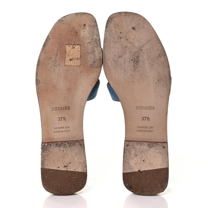 Hermes Denim Canvas Oran Sandals 37.5 Bleu Clair 5 of 8