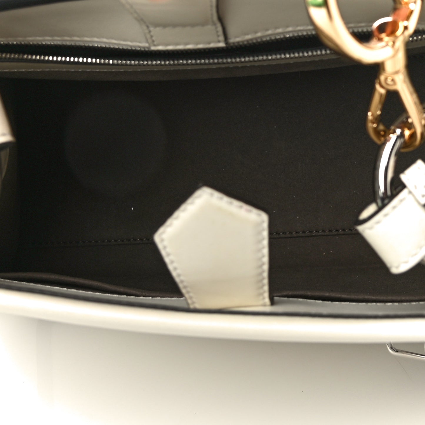 Vitello Century Opaco F is Fendi Bi-Color Small Runaway Satchel White Ice Black