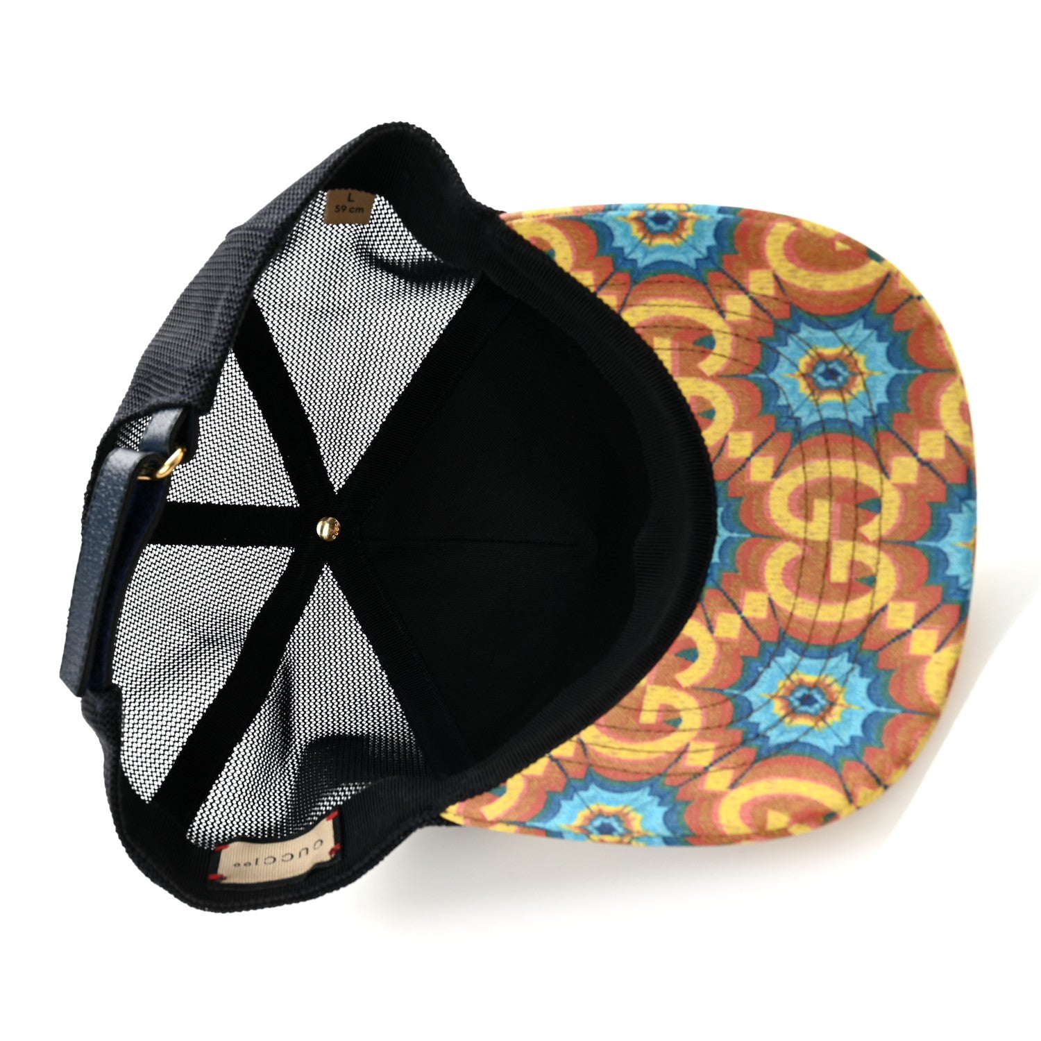 Gucci GG Supreme Monogram Kaleidoscope Baseball Hat L Blue Orange Multicolor Blue Agata 7 of 9