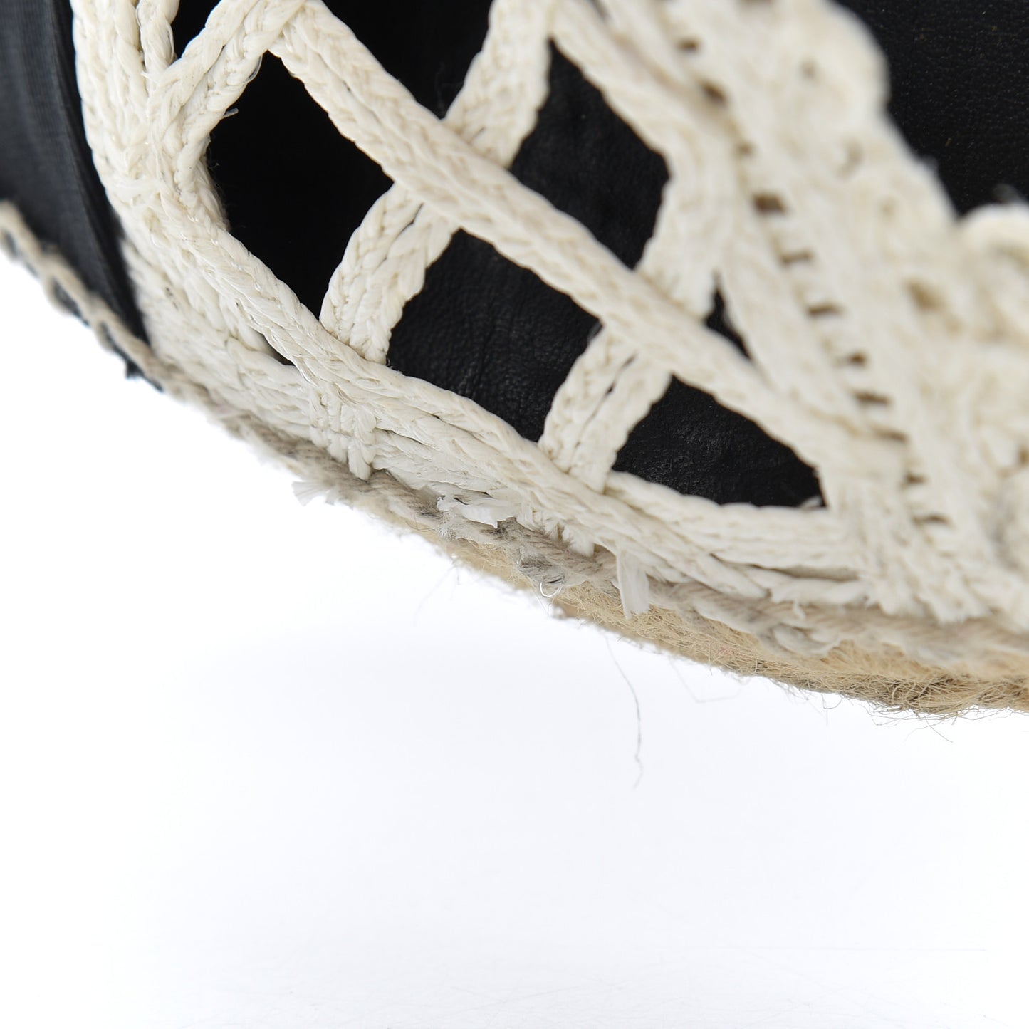 Woven Fabric Grosgrain CC Espadrilles 37 White Black