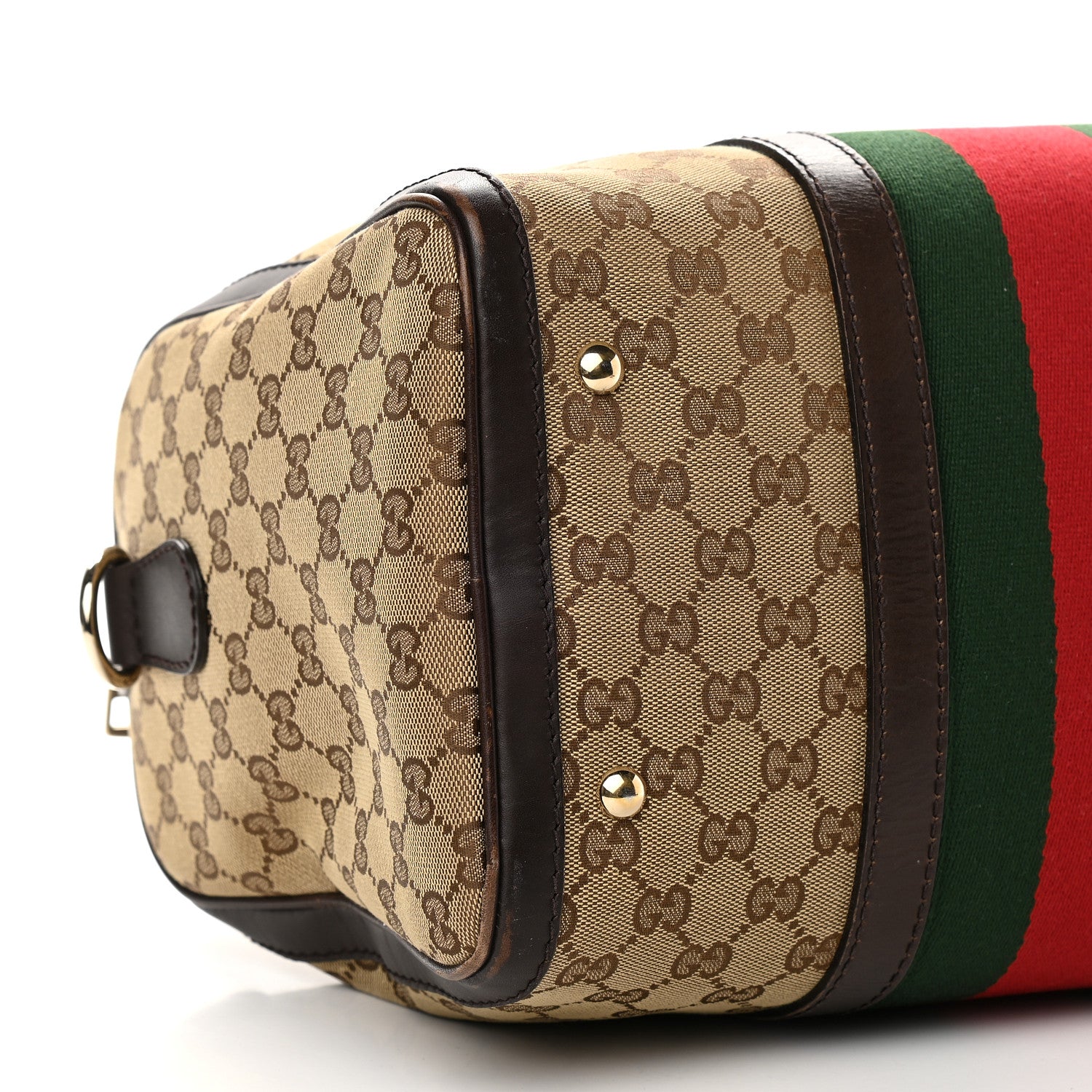 Gucci Monogram Vintage Web Medium Boston Dark Brown 7 of 14