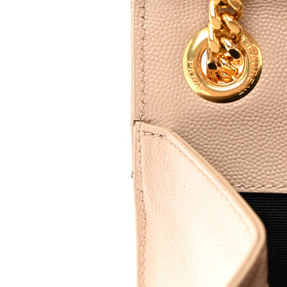 Saint Laurent Grain De Poudre Mixed Matelasse Large Triquilt Monogram Satchel Dark Beige 16 of 25