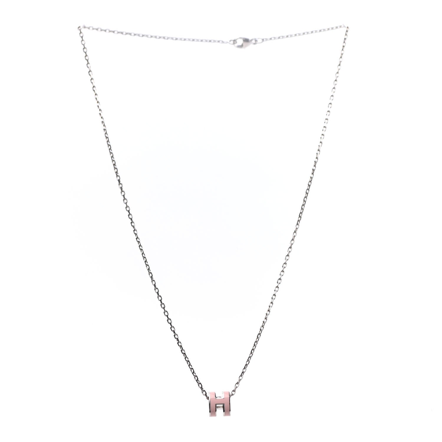 Hermes Palladium Mini Pop H Pendant Necklace Rose Dragee 3 of 4