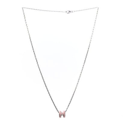 Hermes Palladium Mini Pop H Pendant Necklace Rose Dragee 3 of 4